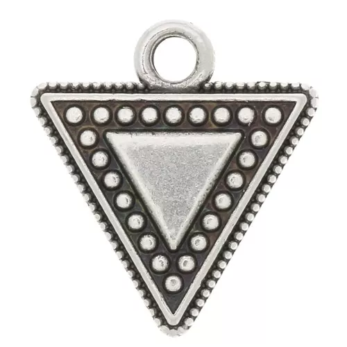 Dije de metal triángulo étnico 15 mm Chapado Plateado envejecido x1