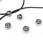 Cuenta pasante de metal stopper bead 5 mm con un agujero de 2 mm dorado rosa x1