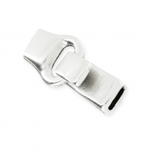 Cierre gancho para cordón plano 5 mm Chapado Plateado envejecido x1