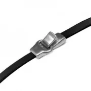 Cierre gancho para cordón plano 5 mm Chapado Plateado envejecido x1