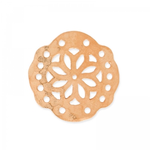 Entrepieza martillada de 5 filas con decorado de flores mandala de 19 mm en oro rosa satinado x1