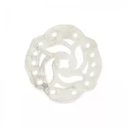 Entrepieza martillada 5 filas decoración mandalas 19 mm plateado satinado x1