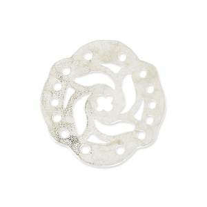 Entrepieza martillada 5 filas decoración mandalas 19 mm plateado satinado x1