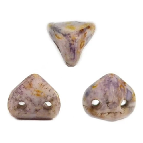 Cuentas de vidrio Super-Khéops® de Puca® 6mm Op Mix Rosa/Gold Cera Look x10g
