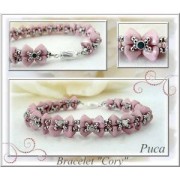 Cuentas de vidrio Super-Khéops® de Puca®  6mm Op Mix Rosa/Gold Cera Look x10g