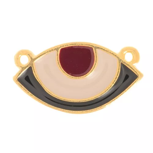 Entrepieza ojo de la buena suerte 2 anillas 24 mm Blanco/Aqua/dorado x1