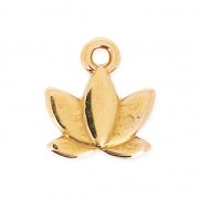 Dije de metal pequeña flor de lotus 11 mm Dorado con oro fino  x1