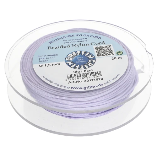 Hilo nylon trenzado europeo Griffin 1.5 mm Lilac x20m