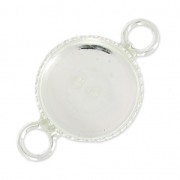 Entrepieza 2 anillas engaste cabuchón fondo plano 10mm de Plata 925