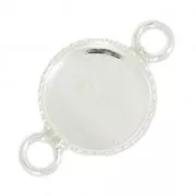 Entrepieza 2 anillas engaste cabuchón fondo plano 10mm de Plata 925
