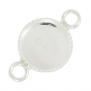 Entrepieza 2 anillas engaste cabuchón fondo plano 10mm de Plata 925
