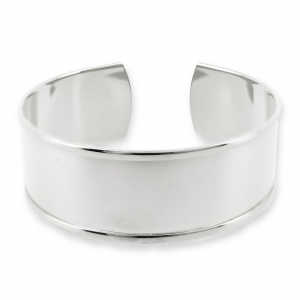 Base pulsera latón con reborde curvado 21x160 mm plateado x1