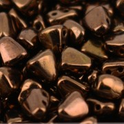 Jet - Cuentas de vidrio checa con dos agujeros Nib-Bit 6x5 mm Dark Bronze x10g Cuentas de vidrio checa con dos agujeros Nib-Bit 6x5 mm Dark Bronze x10g