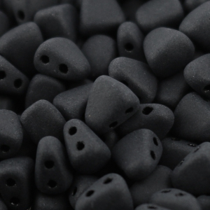 Cuentas de vidrio checa dos agujeros Nib-Bit 6x5mm Jet Mat x10g