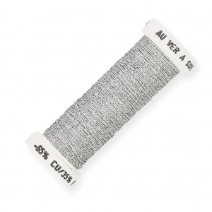 Fil à broder pour broderie de Lunéville métallisé au sextant tressé 4 Argenté (001) x10m