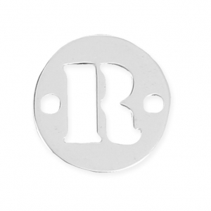 Entrepieza redonda 2 agujeros letra R 8.5 mm de Plata 925 x1