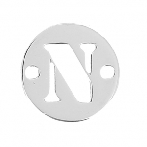 Entrepieza redonda 2 agujeros letra N 8.5 mm de Plata 925 x1