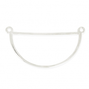 Entrepieza medio círculo 2 anillas a personalizar 20x37 mm Chapado en plata fin x1