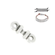 Componente con dos arandelas 12mm para cordones de 1.5mm plateado antiguo