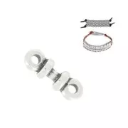 Componente con dos arandelas 12mm para cordones de 1.5mm plateado antiguo