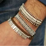 Componente con una arandela 12 mm para cordones de 1.5 mm plateado antiguo