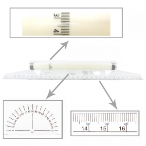 Rolling Ruler - Regla profesional - Plástico claro Métricas 30cm multiusos Dibujo