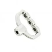 Terminal doble con 3 agujeros para tejido de cuentas y para cordón 1.5mm ar v