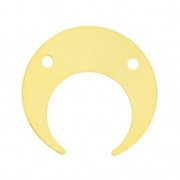 Entrepieza 2 agujeros en forma de media luna o cuerna 30 mm Dorado con oro fino x1