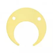 Entrepieza 2 agujeros en forma de media luna o cuerna 30 mm Dorado con oro fino x1