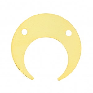 Entrepieza 2 agujeros en forma de media luna o cuerna 30 mm Dorado con oro fino x1