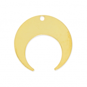 Colgante forma media luna o cuerna 20 mm dorado con oro fino x1