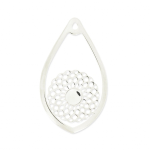 Colgante gota a engastar 44x26 mm a engastar 6mm Chapado en plata fina