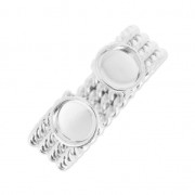 Anilla de latón con dos engastes para cabuchón fondo plano 6 mm plateado x1|raw }}