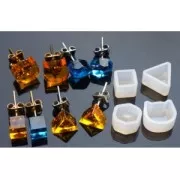 Molde de silicona para hacer dos cabuchones cuadrados fondo plano 7mm de resina