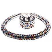 Cuentas de vidrio checa 3 agujeros Cali Beads 3x8mm Jet Azuro x30