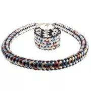 Cuentas de vidrio checa 3 agujeros Cali Beads 3x8mm Green Silk x30