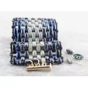 Cuentas de vidrio checa 3 agujeros Cali Beads 3x8mm Green Silk x30