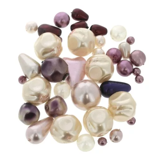 Surtido de cuentas de Boemia nacaradas rosa x50g