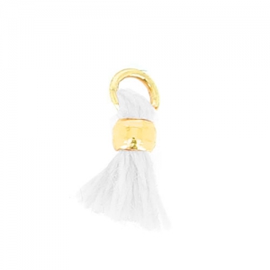 Pompon de algodón 7 mm Blanc - Dorado con oro fino x1