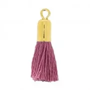 Pompon de algodón 17 mm Morado Oscuro - Dorado con Oro Fino x1