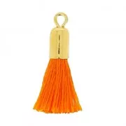 Pompon de algodón 17 mm Orange - Dorado con oro fino x1