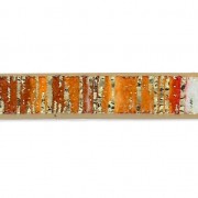 Cinta sintética de fantasía 5 mm rayas naranja con reflejos Dorado x1,2m