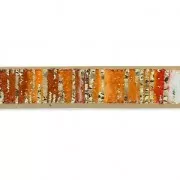 Cinta sintética de fantasía 5 mm rayas naranja con reflejos Dorado x1,2m