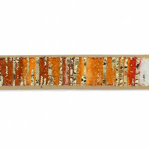 Cinta sintética de fantasía 5 mm rayas naranja con reflejos Dorado x1,2m