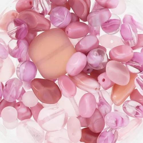 Surtido de cuentas de Boemia rosa x50g