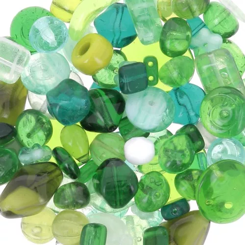 Surtido de cuentas de Boemia verde x50g