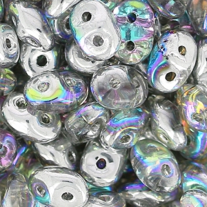 SuperDuo 2,5x5 mm Crystal Silver Rainbow x10g