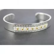Bracelet en laiton spécial tissage de perles Miyuki pour des créations DIY 10x155 mm argenté