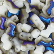 Cuentas de vidrio 2 agujeros Zorro Bead 5x6 mm Opaca White Azuro x50