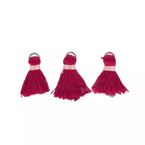 Borlas y pompones 20 mm con enganches Rojo Oscuro/Aciero x6
